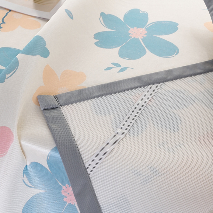 91家纺网 家纺一手货源 找家纺 牵依 2025春夏新款A类碳光冰丝席凉感印花三明治凉席 蓝色花海