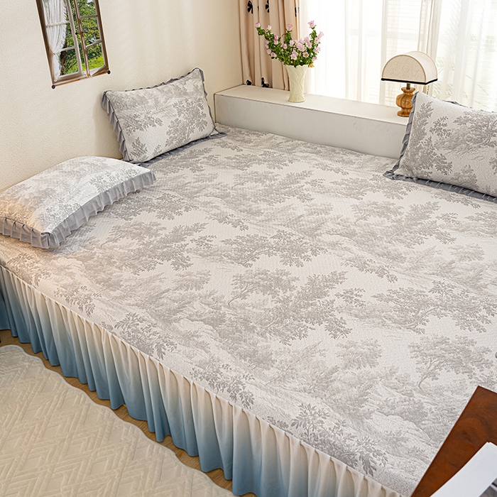 91家纺网 家纺一手货源 找家纺 冬然家纺2025新款冰豆豆榻榻米凉席 梦幻森林-灰