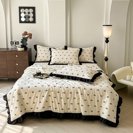 91家纺网 家纺一手货源 找家纺 （总）欧尚2025新款ins水洗棉床盖款夏被四件套