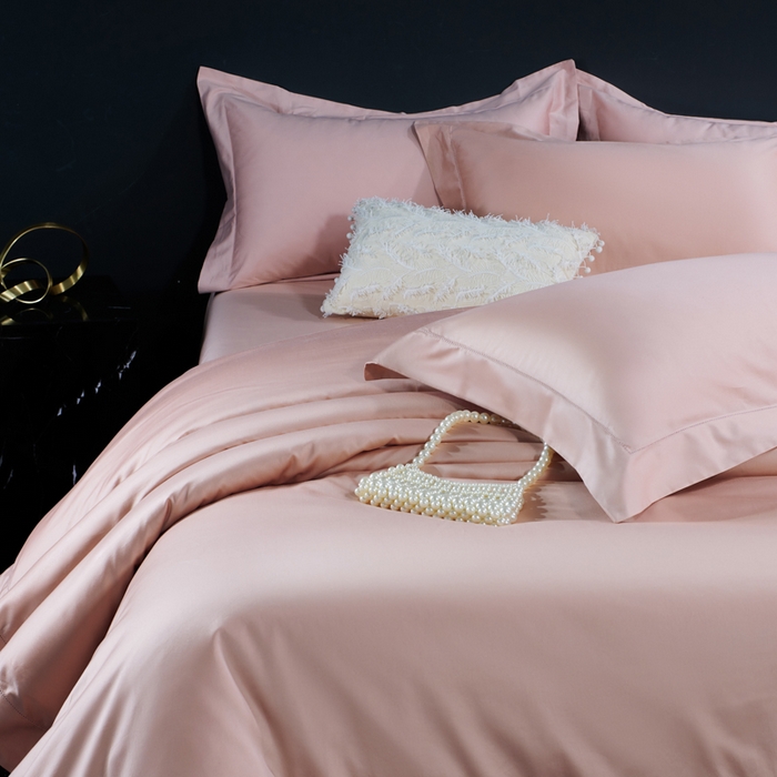 91家纺网 家纺一手货源 找家纺 淼铭家纺 2025新款双股长绒棉四件套-凯瑟系列 凯瑟-云锦粉