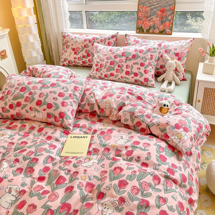 91家纺网 家纺一手货源 找家纺 吉象家纺13070全棉四件套纯棉四件套直播小清新男孩女遇见爱