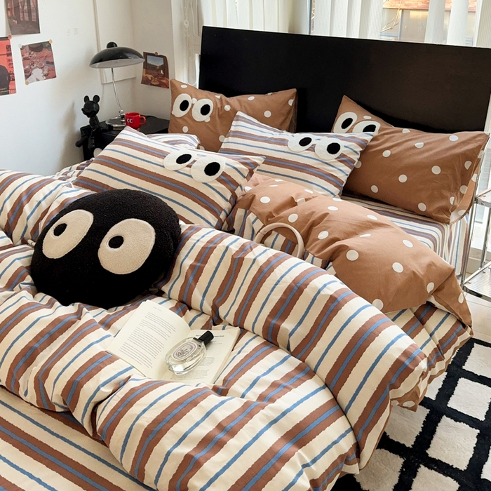 91家纺网 家纺一手货源 找家纺 吉象 2025新款大眼睛毛巾绣四件套 大眼睛-摩登米兰