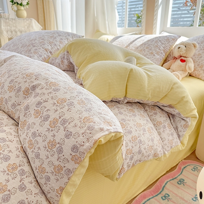 91家纺网 家纺一手货源 找家纺 壹号库 2025新款A类提花有氧彩竺绵四件套 春和