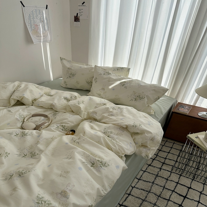 91家纺网 家纺一手货源 找家纺 （总）尺素 全棉卡通可爱儿童四件套纯棉活性A类被套学生宿舍三件套1.8床笠双人床单