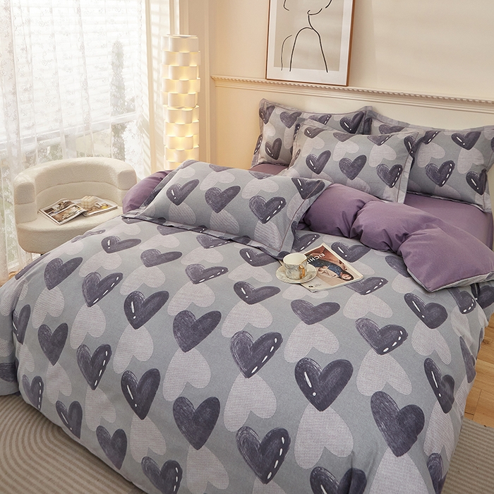 91家纺网 家纺一手货源 找家纺 雲归梦 2025新款纯棉加厚磨毛多规格磨毛四件套 悦动之心