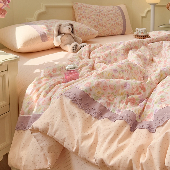 91家纺网 家纺一手货源 找家纺 安莱生活2025新款全棉纯棉小碎花刺绣花边款夏被夏凉被空调被 羽希