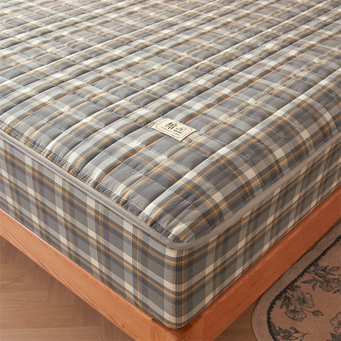 91家纺网 家纺一手货源 找家纺 伊人坊2025新款全棉色织水洗棉六面全包床笠床垫保护套无印风 单层床围-诺卡格