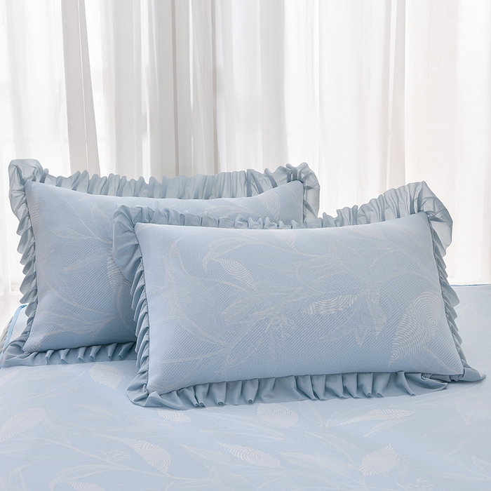 91家纺网 家纺一手货源 找家纺 家之硕家纺 2025春夏新款凉感提花凉席三件套-夏日清凉系列 夏日清凉---蓝