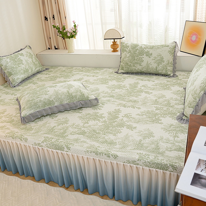 91家纺网 家纺一手货源 找家纺 冬然家纺2025新款冰豆豆榻榻米凉席 梦幻森林-绿