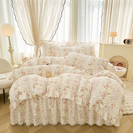 91家纺网 家纺一手货源 找家纺 （总）宜凡家纺 2025新款糯糯棉全夹棉床笠式床裙四件套