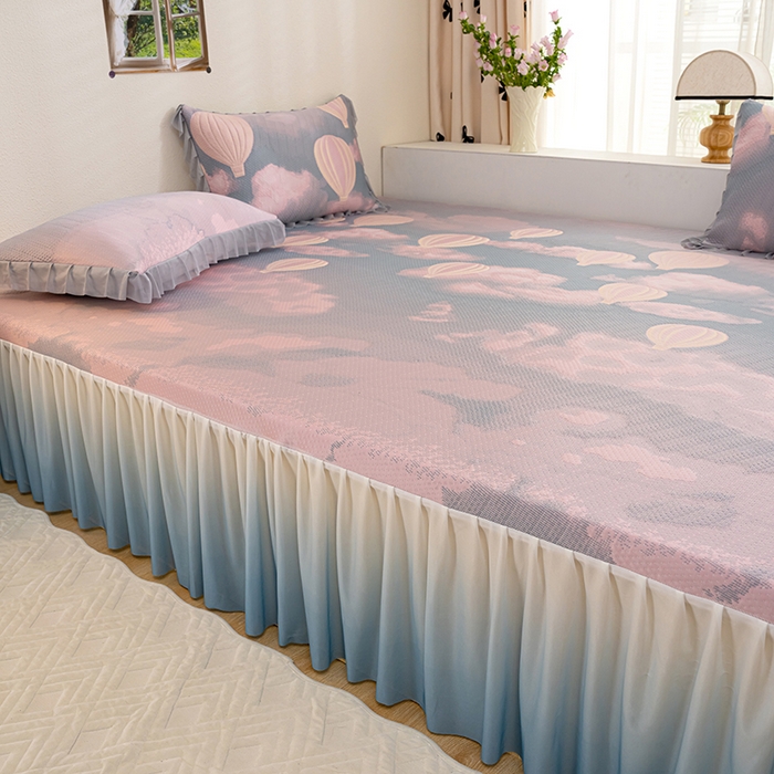 91家纺网 家纺一手货源 找家纺 冬然家纺2025新款冰豆豆榻榻米凉席 梦幻气球-粉