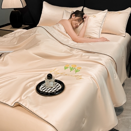 91家纺网 家纺一手货源 找家纺 （总）伊梵居 2025新款水洗真丝刺绣夏被四件套