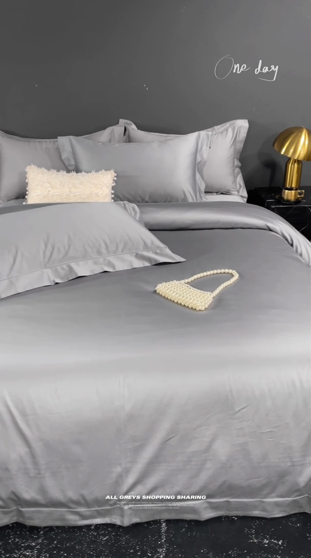 91家纺网 家纺一手货源 找家纺 淼铭家纺 2025新款双股长绒棉四件套-凯瑟系列 凯瑟-绅士灰