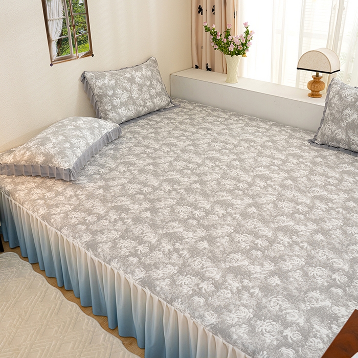 91家纺网 家纺一手货源 找家纺 冬然家纺2025新款冰豆豆榻榻米凉席 梦幻玫瑰-灰