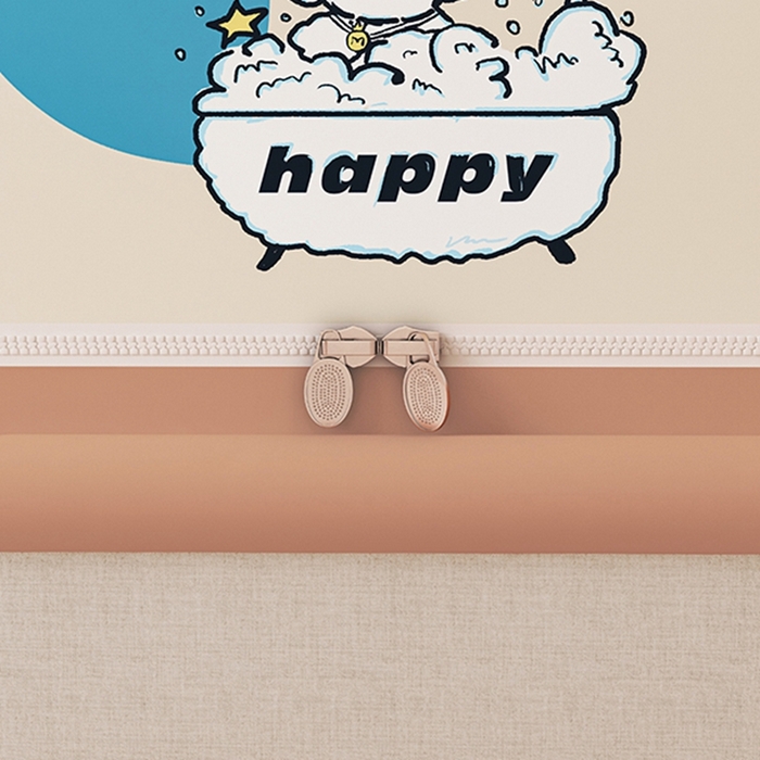 91家纺网 家纺一手货源 找家纺 迪凡保罗蚊帐 2025新款2508围栏级防摔数码印花坐床蚊帐 驼色