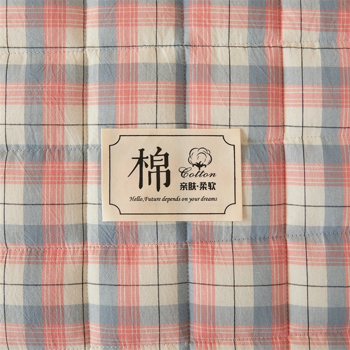 91家纺网 家纺一手货源 找家纺 伊人坊2025新款全棉色织水洗棉六面全包床笠床垫保护套无印风 单层床围-贝拉粉