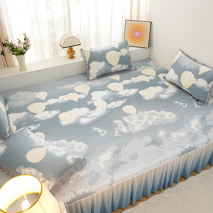 91家纺网 家纺一手货源 找家纺 冬然家纺2025新款冰豆豆榻榻米凉席 梦幻气球-灰