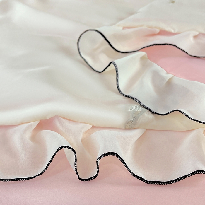 91家纺网 家纺一手货源 找家纺 梦舒羽 2025新款刺绣水洗真丝花边夏被四件套宿舍夏凉被床单枕套三件套-花韵花边款 花韵-粉（花边款）