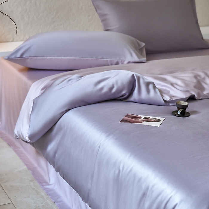 91家纺网 家纺一手货源 找家纺 咏绒家纺工厂店 2025新款60支奥地利兰精天丝纯色天丝棉四件套 紫萱（紫萱草-紫缇）
