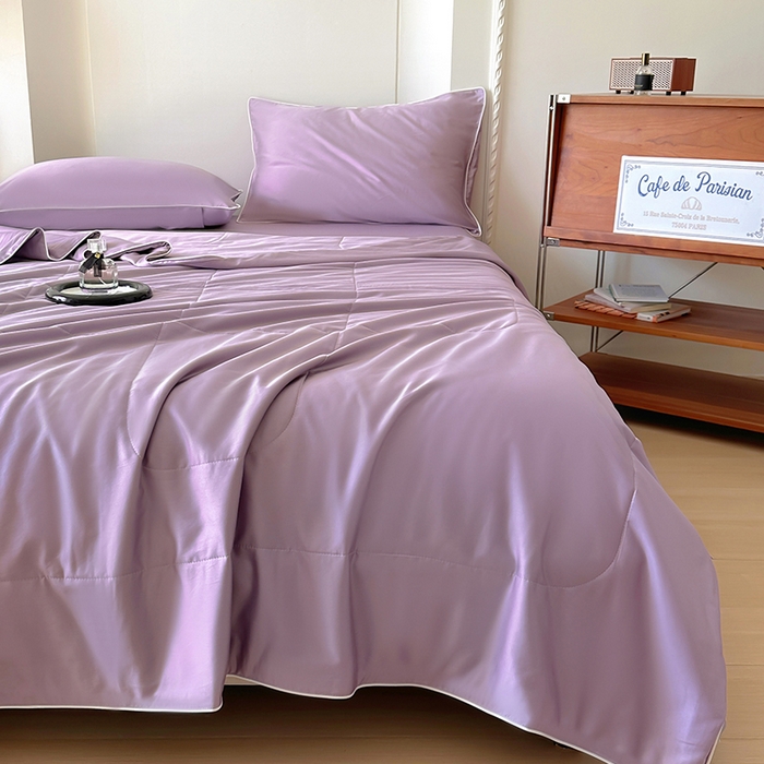 91家纺网 家纺一手货源 找家纺 百寐 2025新款60S兰精天丝夏被系列 芝兰紫