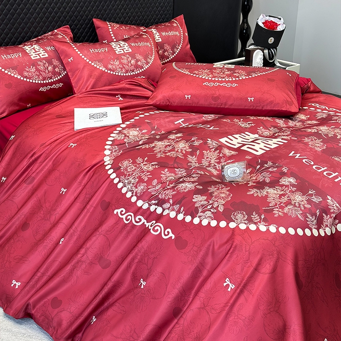 91家纺网 家纺一手货源 找家纺 （总）奥汀洛家纺 2025新款亲肤棉数码印花婚庆四件套