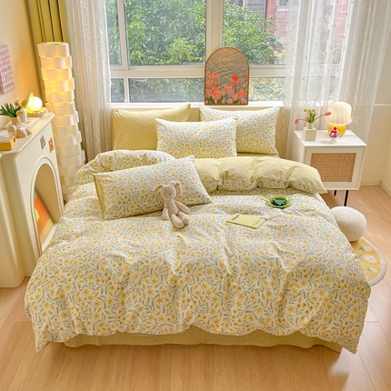 吉象家纺13070全棉四件套纯棉四件套直播小清新男孩女春野