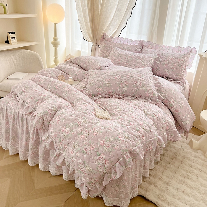 91家纺网 家纺一手货源 找家纺 宜凡家纺 2025新款糯糯棉全夹棉床笠式床裙三件套 柏林梦境