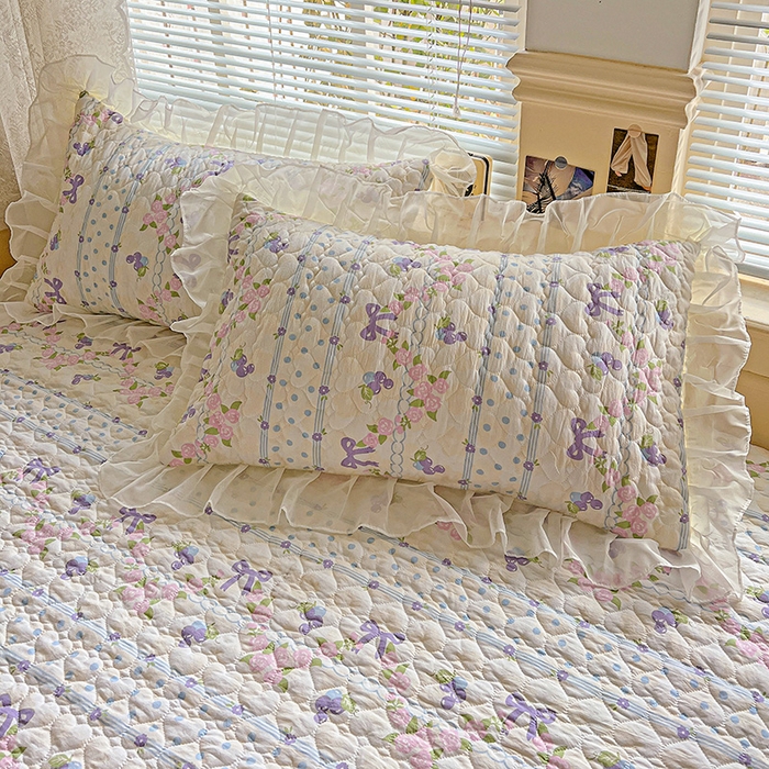 91家纺网 家纺一手货源 找家纺 艾橙家纺 2025新款雪纺花边加棉床笠款单品四件套-单被套 半旧时光