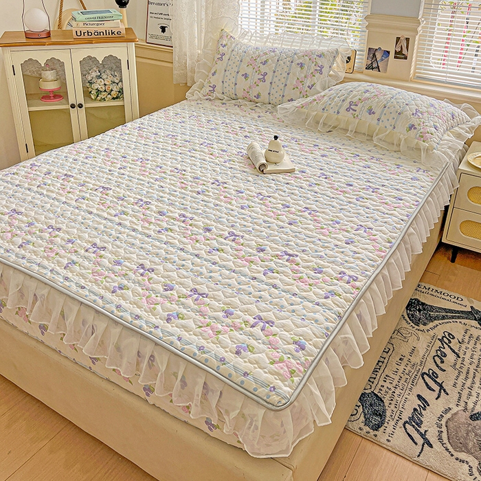 91家纺网 家纺一手货源 找家纺 艾橙家纺 2025新款雪纺花边加棉床笠款单品四件套-单被套 半旧时光