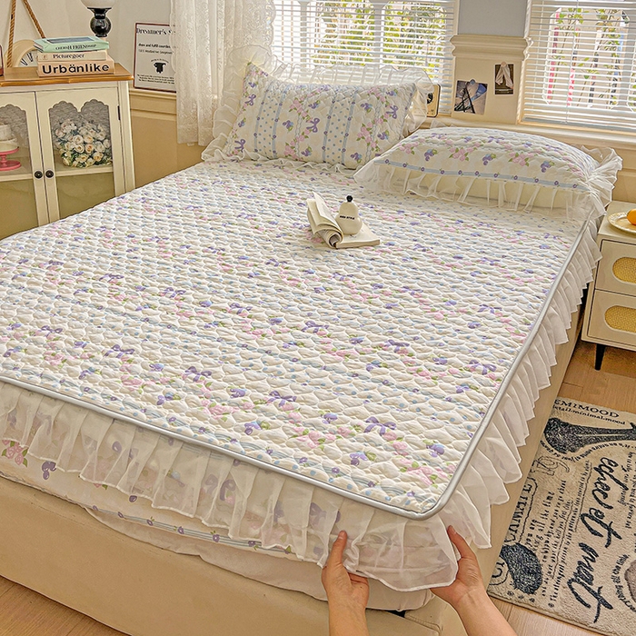 91家纺网 家纺一手货源 找家纺 艾橙家纺 2025新款雪纺花边加棉床笠款单品四件套-单被套 半旧时光