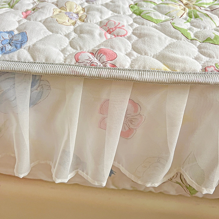 91家纺网 家纺一手货源 找家纺 艾橙家纺 2025新款雪纺花边加棉床笠款单品四件套-单被套 茉莉兔