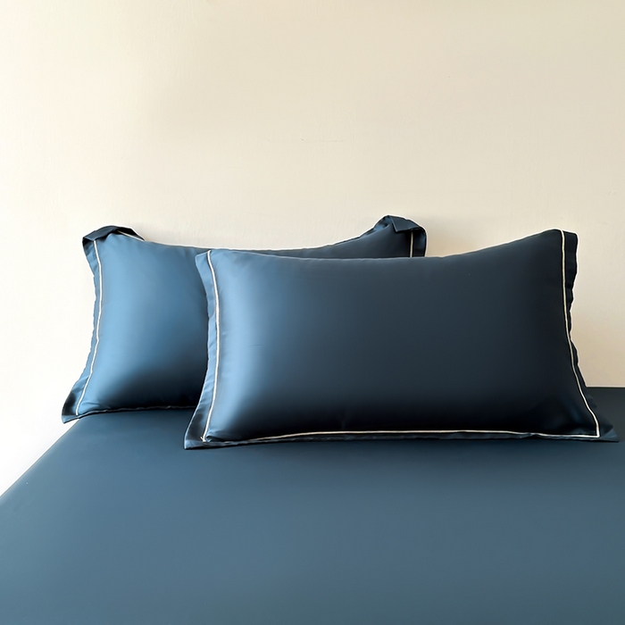 91家纺网 家纺一手货源 找家纺 百寐 2025夏季凉感60S进口兰精天丝枕套50*80/40*60枕芯保护套莱赛尔纤维 宝石蓝