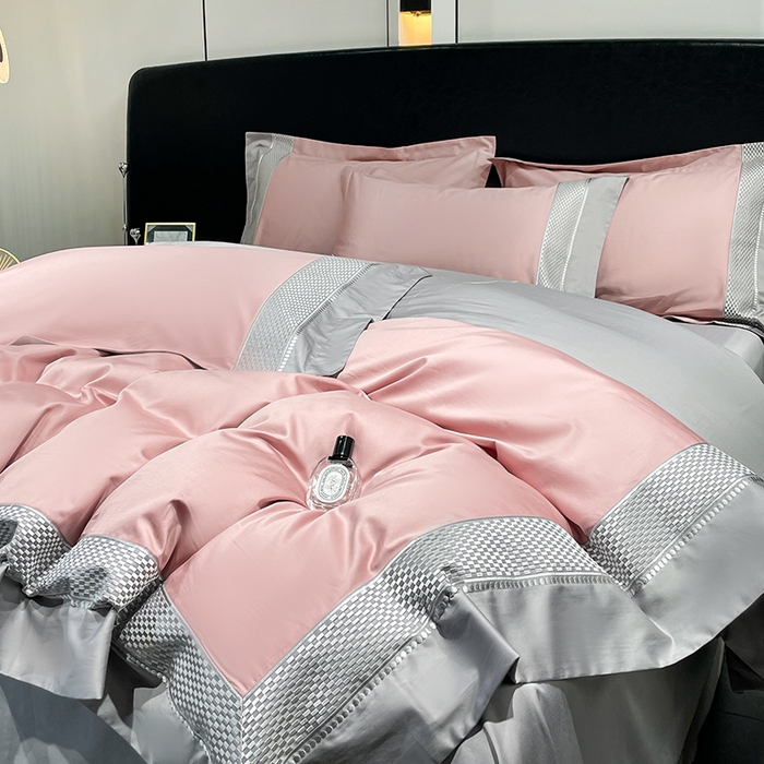 皇寝世家家居 2025新款全棉新疆长绒棉100支四件套刺绣款- 亦舒系列 亦舒-琉璃粉