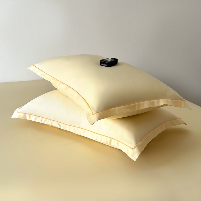 91家纺网 家纺一手货源 找家纺 百寐 2025夏季凉感60S进口兰精天丝枕套50*80/40*60枕芯保护套莱赛尔纤维 奶昔黄