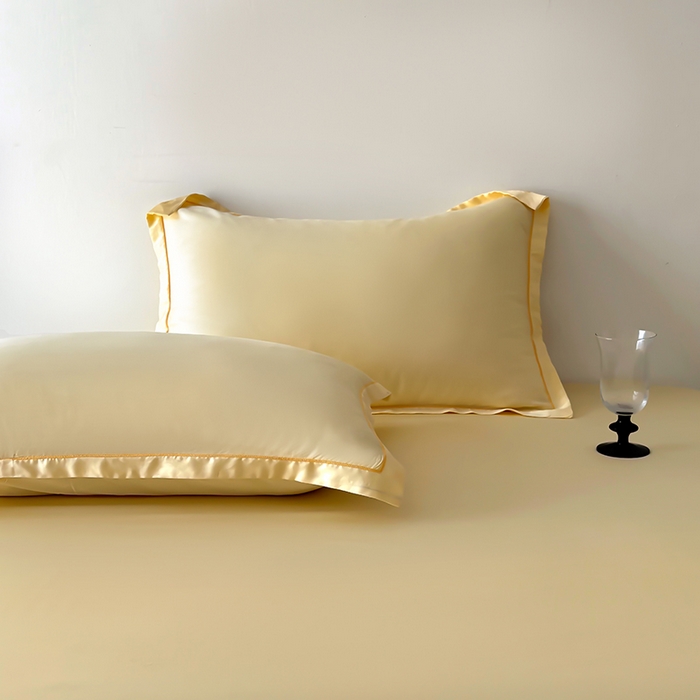 91家纺网 家纺一手货源 找家纺 百寐 2025夏季凉感60S进口兰精天丝枕套50*80/40*60枕芯保护套莱赛尔纤维 奶昔黄