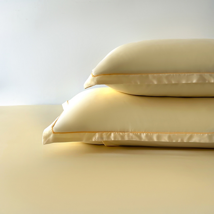 91家纺网 家纺一手货源 找家纺 百寐 2025夏季凉感60S进口兰精天丝枕套50*80/40*60枕芯保护套莱赛尔纤维 奶昔黄