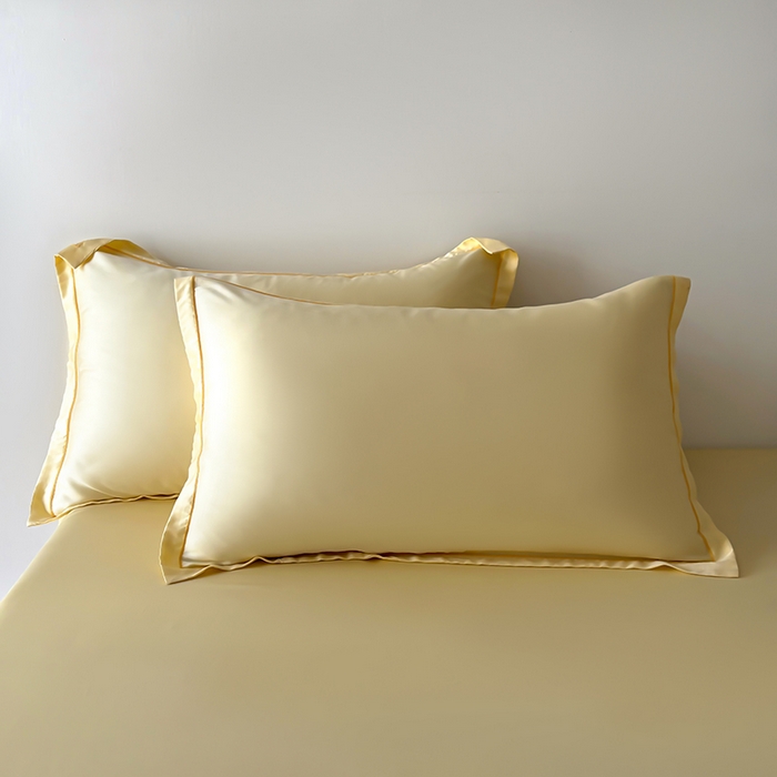 91家纺网 家纺一手货源 找家纺 百寐 2025夏季凉感60S进口兰精天丝枕套50*80/40*60枕芯保护套莱赛尔纤维 奶昔黄