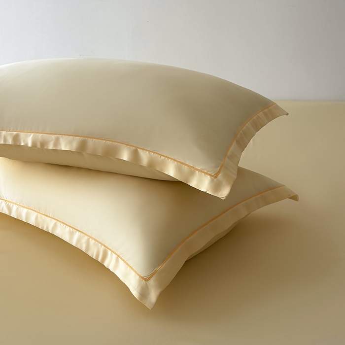91家纺网 家纺一手货源 找家纺 百寐 2025夏季凉感60S进口兰精天丝枕套50*80/40*60枕芯保护套莱赛尔纤维 奶昔黄