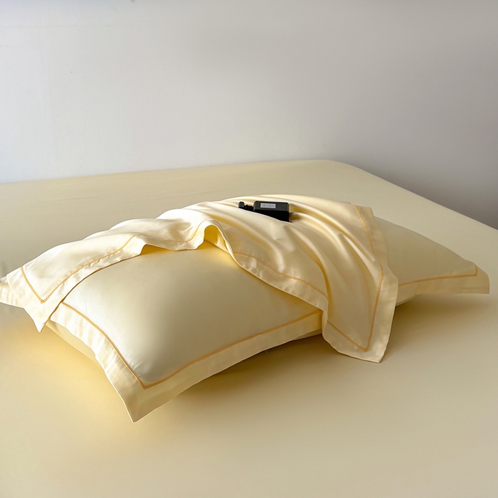 91家纺网 家纺一手货源 找家纺 百寐 2025夏季凉感60S进口兰精天丝枕套50*80/40*60枕芯保护套莱赛尔纤维 奶昔黄