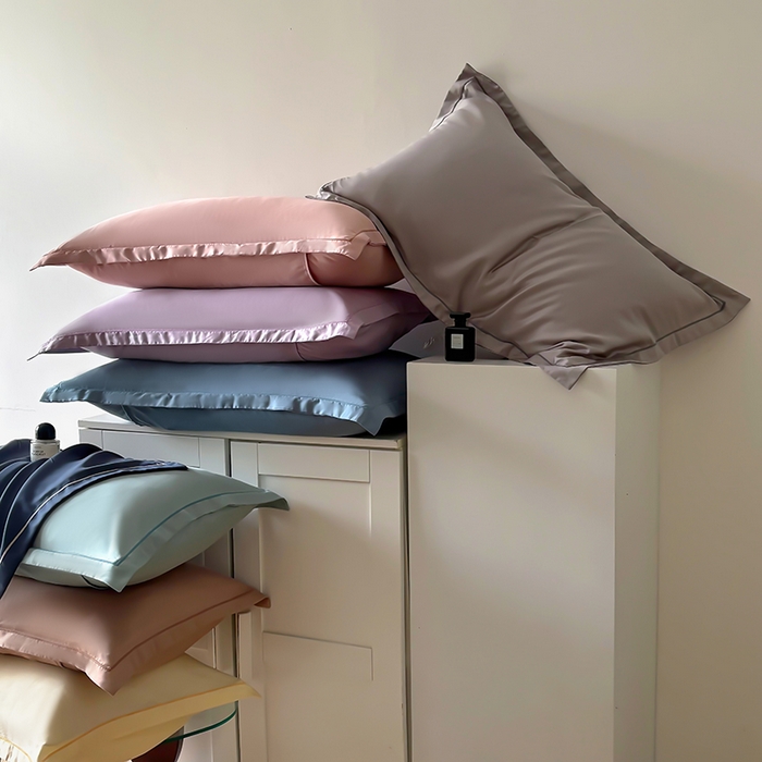 91家纺网 家纺一手货源 找家纺 百寐 2025夏季凉感60S进口兰精天丝枕套50*80/40*60枕芯保护套莱赛尔纤维 组合