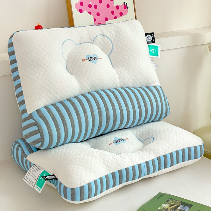 91家纺网 家纺一手货源 找家纺 卓昌枕芯 2025新款学生情侣针织牵引护颈枕枕头枕芯 针织牵引--蓝色