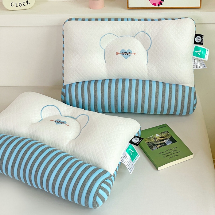 91家纺网 家纺一手货源 找家纺 卓昌枕芯 2025新款学生情侣针织牵引护颈枕枕头枕芯 针织牵引--蓝色