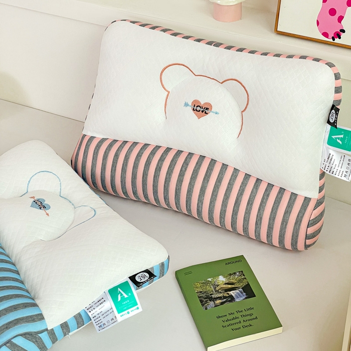 91家纺网 家纺一手货源 找家纺 卓昌枕芯 2025新款学生情侣针织牵引护颈枕枕头枕芯 针织牵引--蓝色