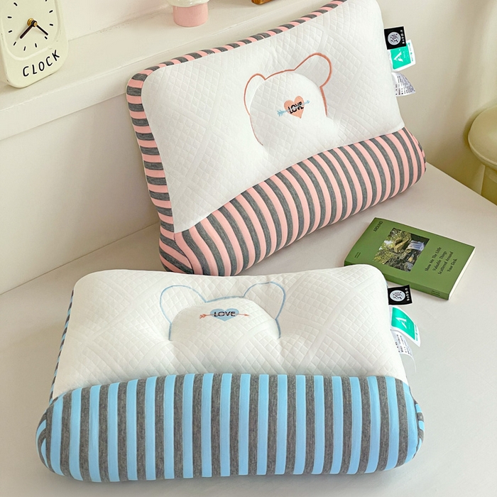 91家纺网 家纺一手货源 找家纺 卓昌枕芯 2025新款学生情侣针织牵引护颈枕枕头枕芯 针织牵引--蓝色