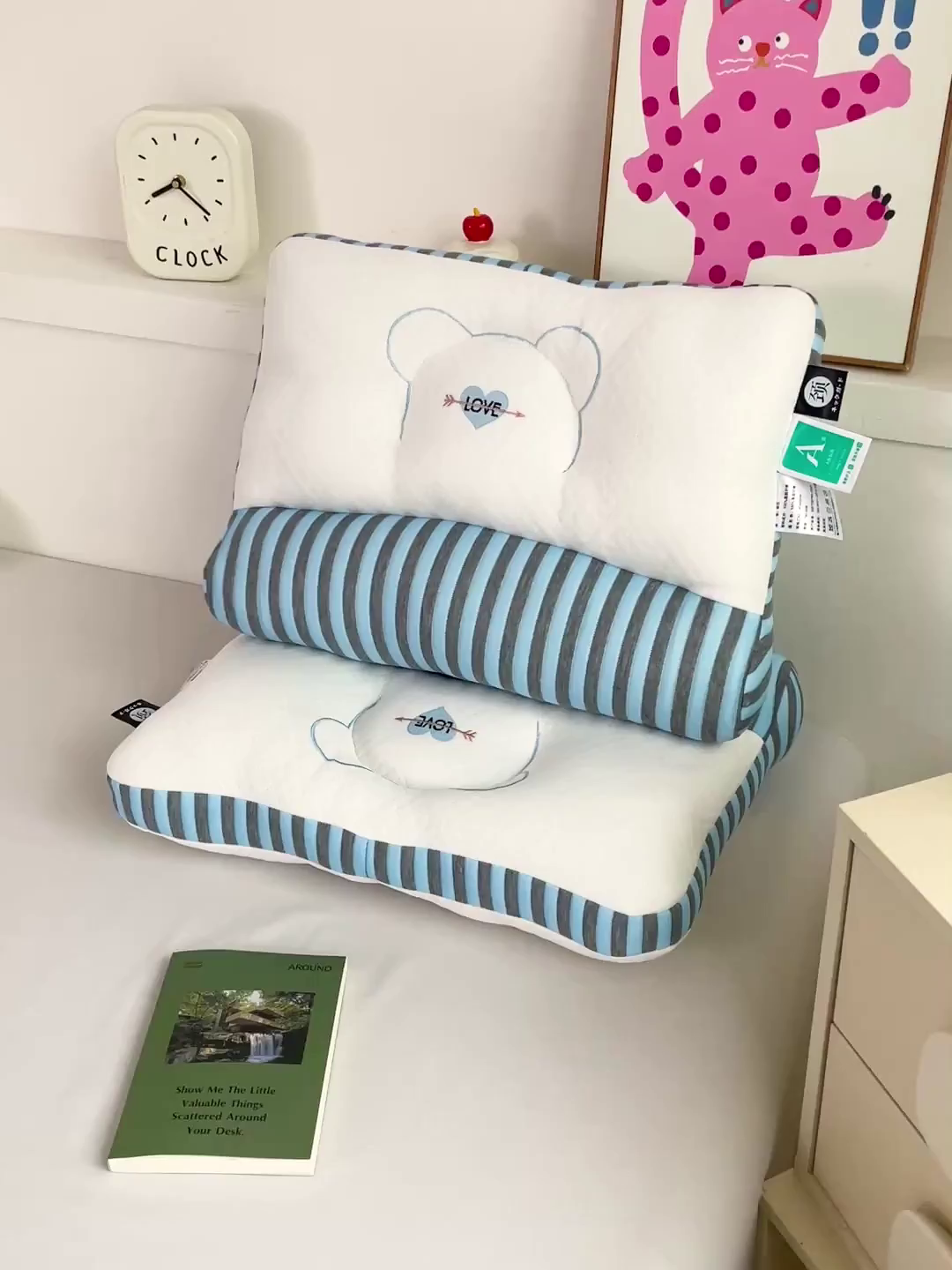 91家纺网 家纺一手货源 找家纺 卓昌枕芯 2025新款学生情侣针织牵引护颈枕枕头枕芯 针织牵引--蓝色