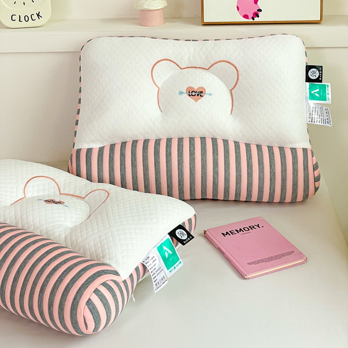 91家纺网 家纺一手货源 找家纺 卓昌枕芯 2025新款学生情侣针织牵引护颈枕枕头枕芯 针织牵引--粉色