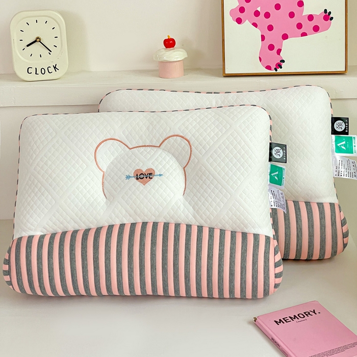 91家纺网 家纺一手货源 找家纺 卓昌枕芯 2025新款学生情侣针织牵引护颈枕枕头枕芯 针织牵引--粉色