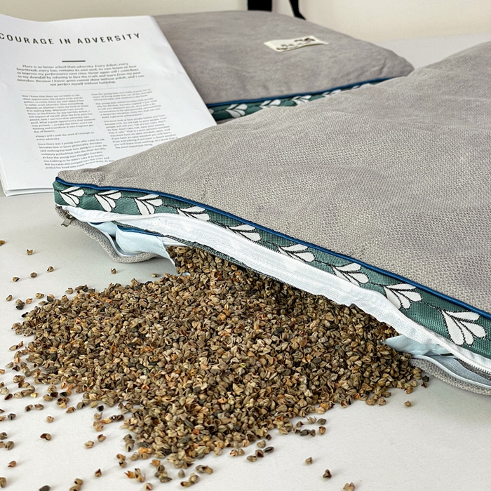 91家纺网 家纺一手货源 找家纺 卓昌枕芯 2025新款舒适清爽透气麻绒荞麦枕头枕芯 麻绒荞麦枕-浅灰