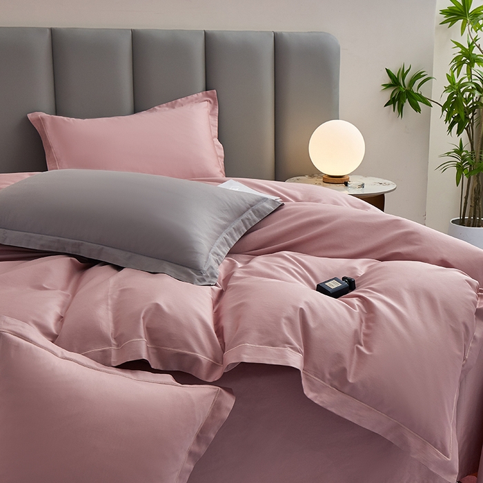 91家纺网 家纺一手货源 找家纺 皇寝世家家居 2025新款A类双股100全棉四件套-柔梦系列 柔梦-粉色