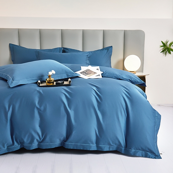 皇寝世家家居 2025新款A类双股100全棉四件套-柔梦系列 柔梦-海蓝色